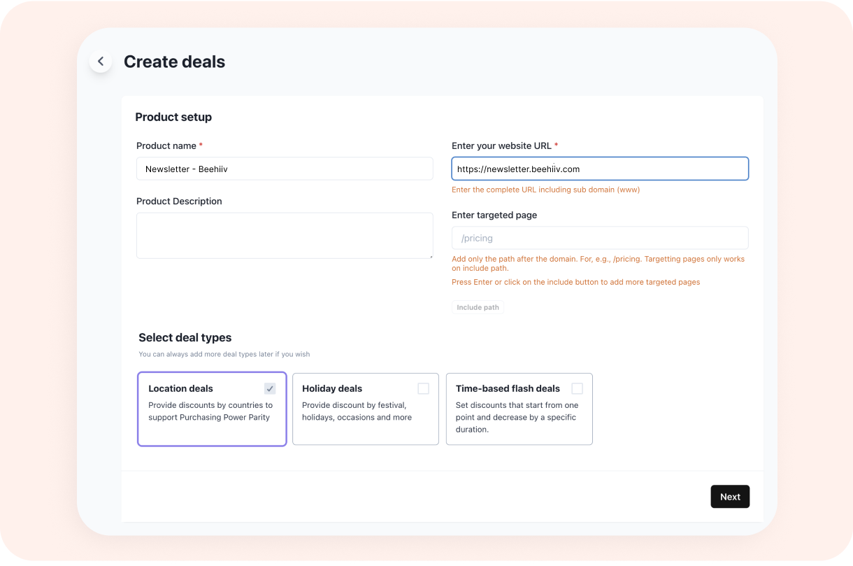 Select deal types