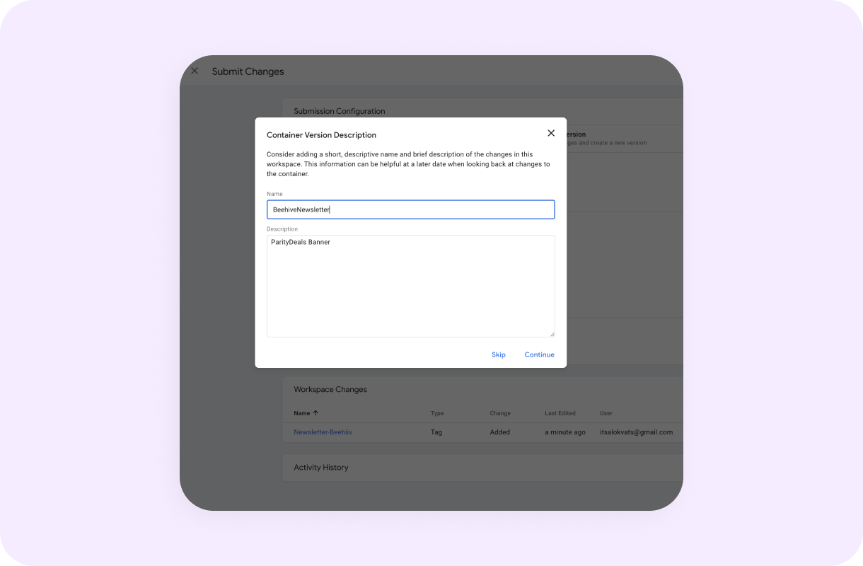 Tag manager configuration